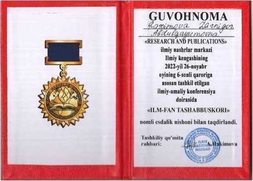 «ILM-FAN TAShABBUSKORI» ESDALIK NIShONI SOHIBASI